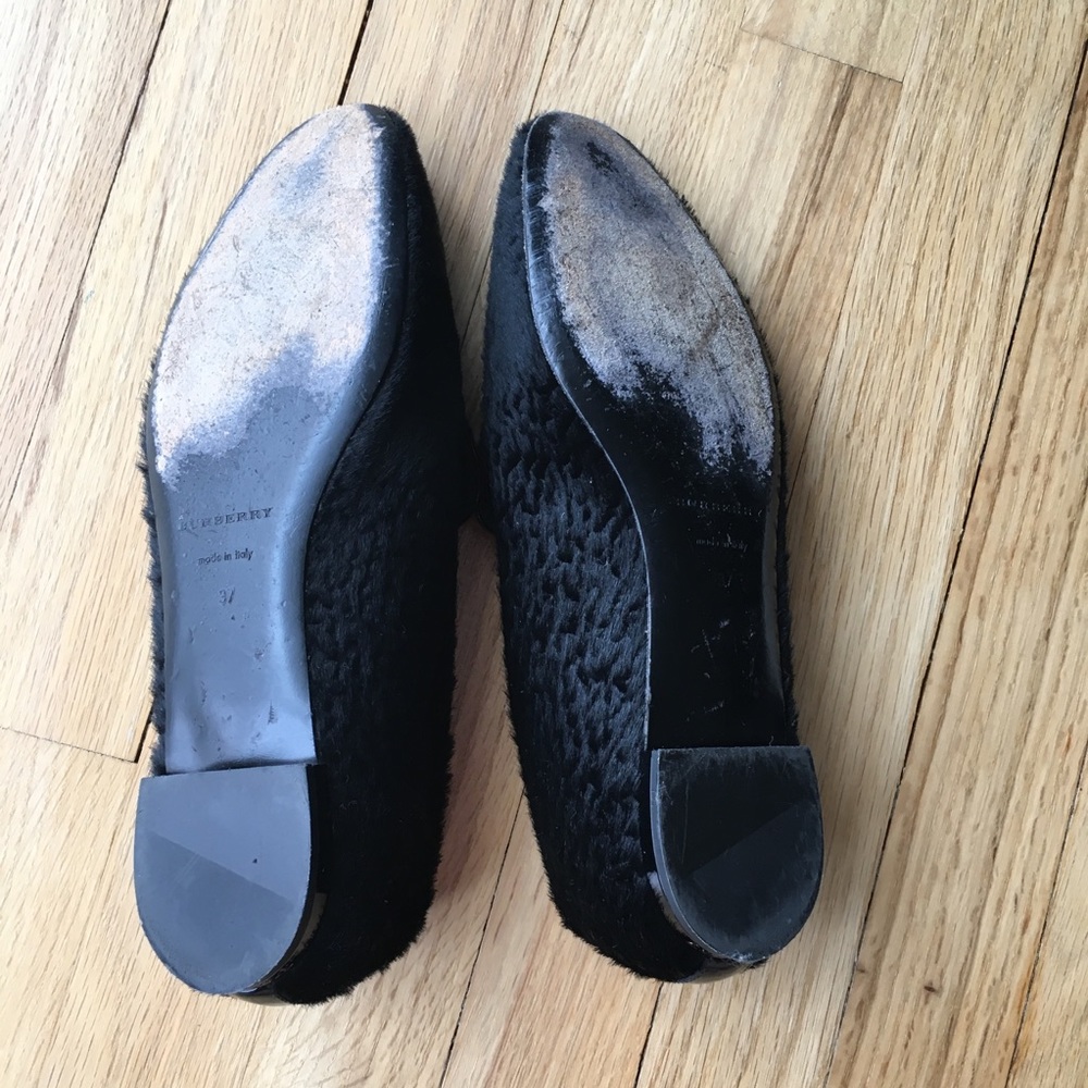Burberry Sz 7 Textured Calf Hair Suede Loafers - Picture 5 of 6